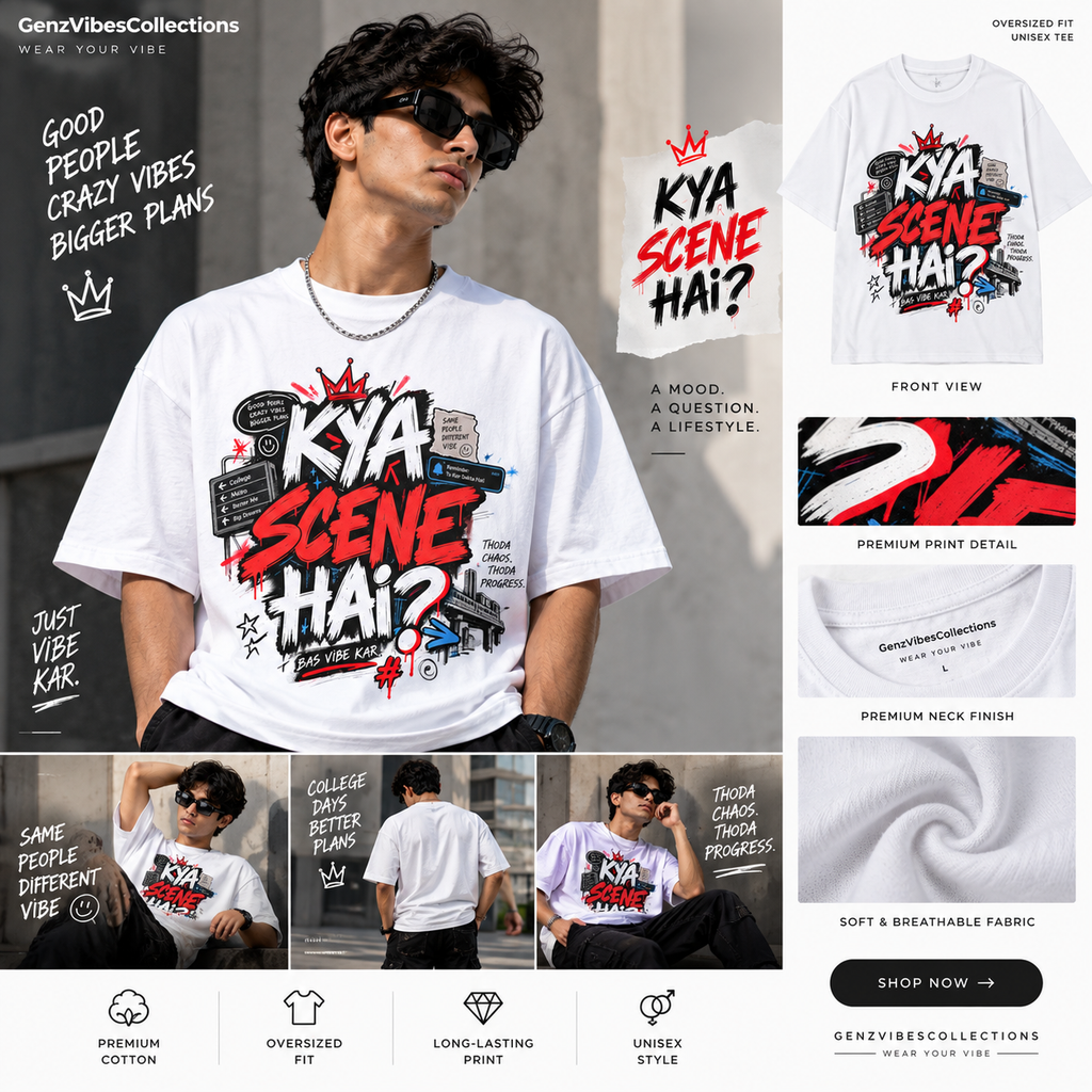 KYA SCENE HAI?™ Oversized Graphic T-Shirt | Gen-Z Streetwear