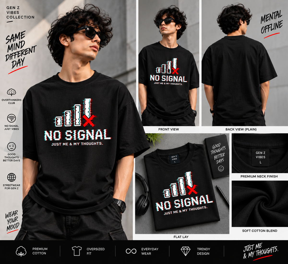 Out of My Head – Just Me & My Thoughts | Gen Z Graphic Oversized T-Shirt